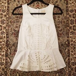 NWT H&M White Embroidered Peplum Top